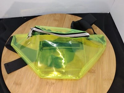 Fanny Pack Green Chartreuse Transparent Plastic Adjustable Strap Clip Vintage GC - Image 1 of 4