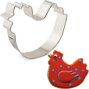 Chicken Metal Cookie Cutter 3 1/2 Inch - Ann Clark - US Tin Plated Steel - Picture 1 of 4