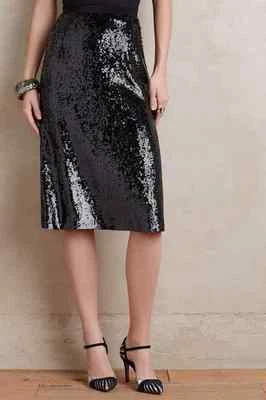 NEW Beautiful Tracy Reese Black Sequined A line Skirt $348 Sz 2 - Image 1 of 3