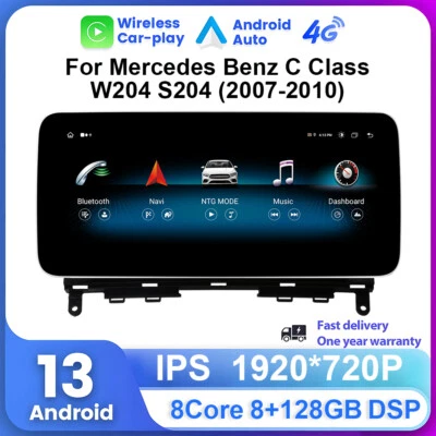 12.3" Android 13 Autoradio CarPlay 128GB Für Mercedes C-Klasse W204/S204 2007-10 - Bild 1 von 4