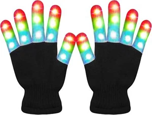 Led Light Up Rave Toys Glow Finger Gloves for Kids Teens Adults Easter Black - Picture 1 of 6