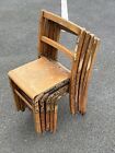 5x VTG MCM Kingfisher Beech, Ply-Wood & Steel Children’s School Stacking Chairs