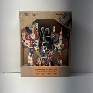 Garden Tools Set Gloves & Metal 3 Piece Set Floral Pattern New In Box - Picture 1 of 4