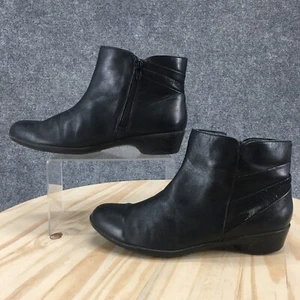 Rockport Boots Womens 9 M Ankle Booties Black Leather Side Zip Casual Comfort - Picture 1 of 16