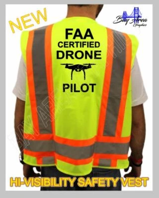  CERTIFIED  DRONE PILOT HIGH VISIBILITY SAFETY VEST BLACK DESIGN  - Image 1 of 4