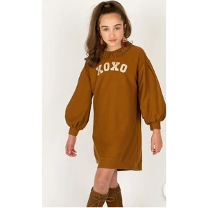NWT Mia Joy Joyfolie Ochre Zarin Dress XOXO Sequins & Lace Collar Size 5 - Picture 1 of 4