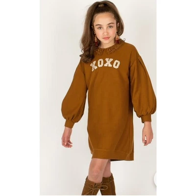 NWT Mia Joy Joyfolie Ochre Zarin Dress XOXO Sequins & Lace Collar Size 5 - Image 1 of 4