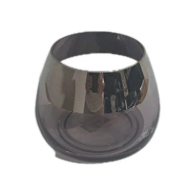 Fink modernes  Windlicht Bella NEU Grau mit Silberstreifen 11 cm Hoch - Bild 1 von 3