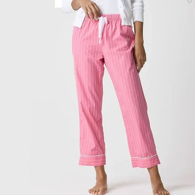 J. Pantalón de pijama Crew nuevo con etiquetas $69,50 rosa a rayas 100 % algodón recortado algodón | Talla XL Foto 1 de 2