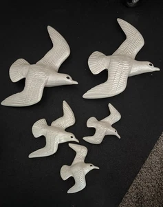 Vintage Ceramic Wall Plaques Birds Seagulls Doves White Group Of 5 - Picture 1 of 8