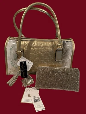 Monedero vintage Y2K Baby Phat transparente Adrienne Vittadini metálico dorado cartera clip Foto 1 de 4