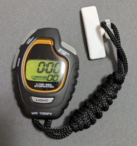 Vintage Retro 1990s Stopwatch Yellow & Black Tested New Battery AW21306W Clean! - Picture 1 of 2