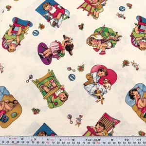 Vintage Children Memories by Beth Bruske David Textiles Cotton Remnant 12" x 44" - Picture 1 of 2