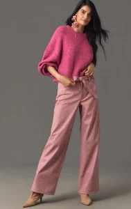 Anthropologie Pilcro Sweater Women Pink Wide Puff Sleeve Comfy Preppy Small NWT - Picture 1 of 11