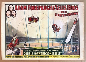 Vintage 1960 Circus World Museum Poster - Forepaugh & Sells Bros Auto Somersault - Picture 1 of 5