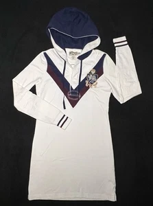 Mini Vestido Ralph Lauren 2004 Rugby Polo Bordado Cresta Con Capucha Blanco Pequeño - Imagen 1 de 13