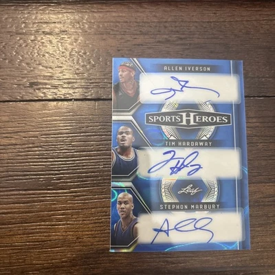 2025 Leaf Allen Iverson Tim Hardaway Stephon Marbury Triple Auto 1/1 - Image 1 of 4