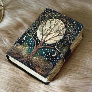 Handmade Moon Tree Leather Journal Notebook Vintage Sketchbook Gift. - Picture 1 of 8