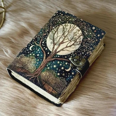 Handmade Moon Tree Leather Journal Notebook Vintage Sketchbook Gift. - Image 1 of 4