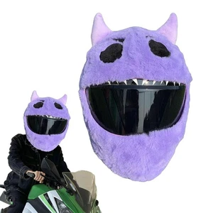 Helmet Protection Headgear Cover Cartoon Fluffy Plush Set for Motorcycle - Picture 1 of 14