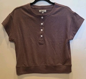 Nuevo sin etiquetas Talla XS Madewell Marrón Manga Gorra Henley Bandas Parte Inferior - Imagen 1 de 6