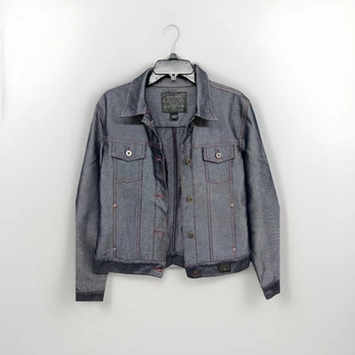 Chaqueta vaquera vintage GUESS costura roja azul brillante preppy Y2K para mujer L Foto 1 de 4