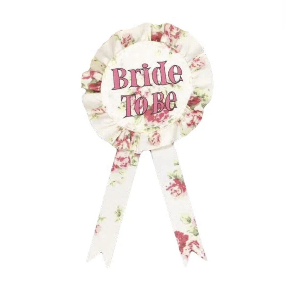 BRIDE TO BE ROSETTE BADGE HEN PARTY WEDDING GIFT BRIDESMAID BRIDAL SHOWER WHITE - Image 1 of 1