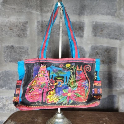 LAUREL BURCH Gatos Perros Vintage Y2K Bolso Monedero Cuentas Turquesa Rojo Madera Etiqueta  Foto 1 de 4