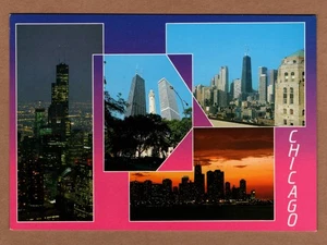 Postal continental Chicago Illinois Skyline vista múltiple UNP - Imagen 1 de 2