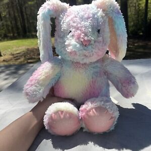 Build A Bear Pastel Bunny Rabbit Rainbow Tie Dye 16” Sparkle Paw BAB Easter