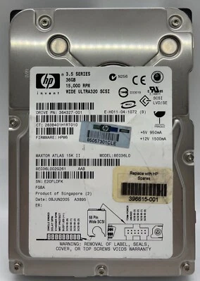 Maxtor /HP 8E036L0 Atlas 15K 36GB Internal Hard Drive HP 364327-001 - Image 1 of 2