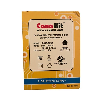 Cana Kit Raspberry Pi 3 B+ Power Supply, 2.5 Adapter, 5V - Image 1 of 3