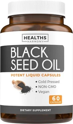 Healths Harmony Black Seed Oil - 60 Softgel Capsules (Non-GMO & Vegan) Premium - Image 1 of 4