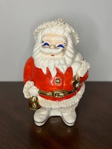 Vintage 1950's Ceramic Santa Claus Christmas Coin Bank w/ Spaghetti Trim Japan - Imagen 1 de 7
