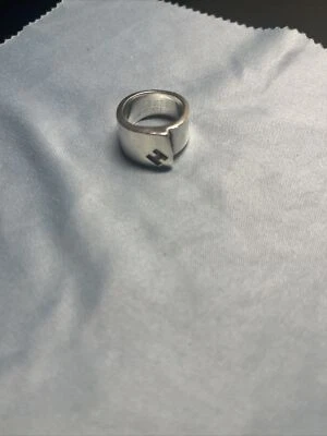 Подлинный винтажный Hermes H белый цвет кольцо США размер 5 - Изображение 1 из 4