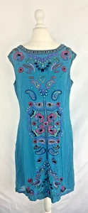 BNWT Monsoon Dress Size 12 Turquoise Beaded Embellished Embroidered RRP £139 - Picture 1 of 13