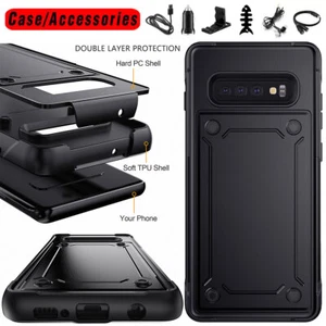 Custodia telefono/accessori ibrida robusta nera per Samsung Galaxy S10/S10+ - Foto 1 di 24