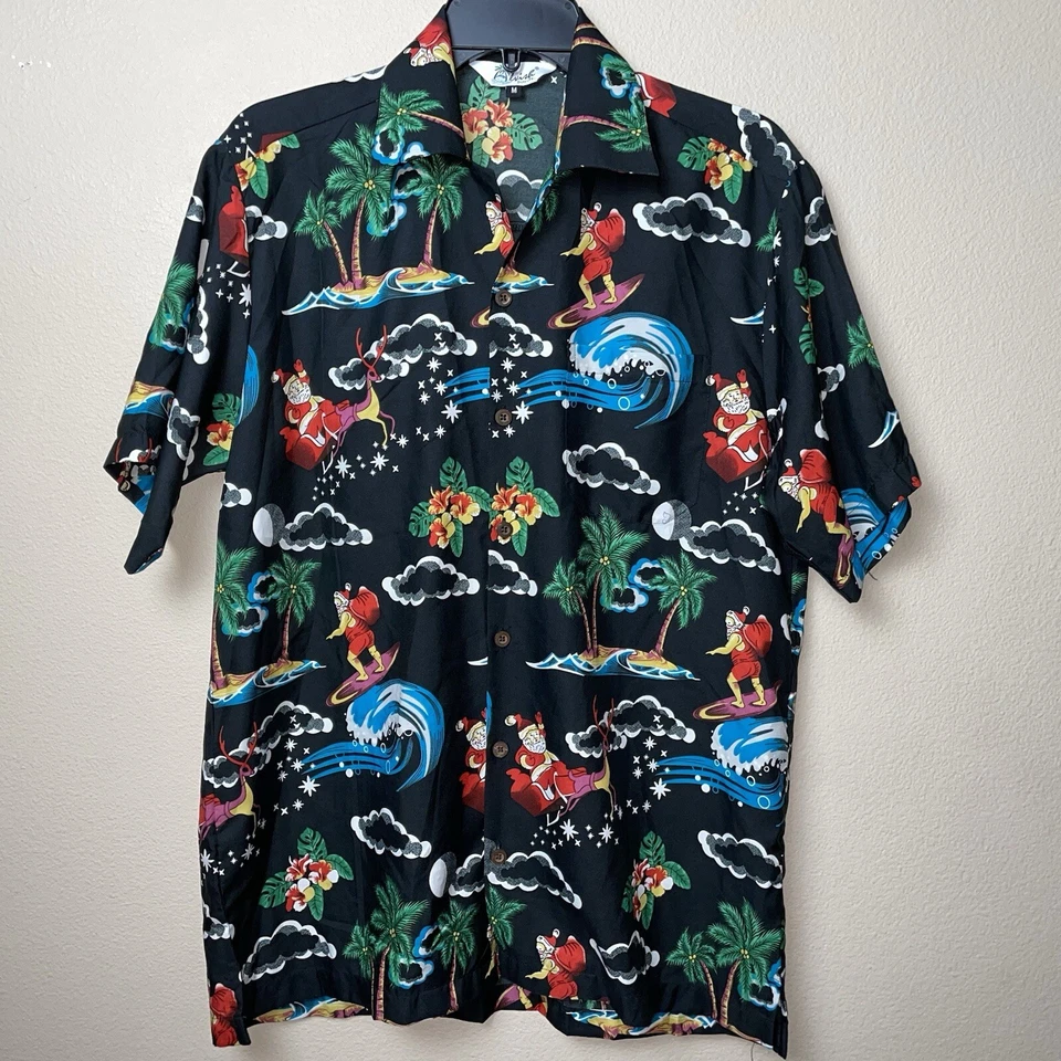 Camisa Tropical Hawaiana Fiesta Papá Noel Alvish Navidad Surf Mediana Foto 1 de 4