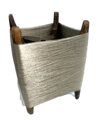 Japanese Itomaki Wooden Spool Taupe Silk Kimono Thread Vintage Full #2 - Image 1 of 4