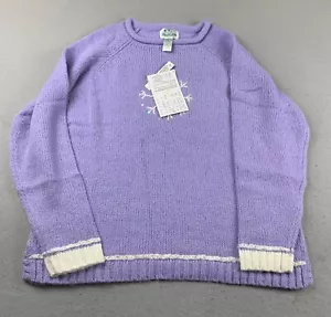 Quacker Factory Sweater Womens XL Purple Woolen Embellished Sequin Pullover NWT - Picture 1 of 12