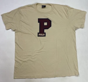 Vintage Polo Ralph Lauren P Logo Graphic T-shirt Men Large 90s Single Stitch - Picture 1 of 9