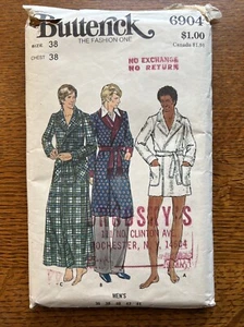 6904 Vintage Butterick Men's Robe Sewing Pattern Size 38 Wrapped Robe 3 lengths - Picture 1 of 2