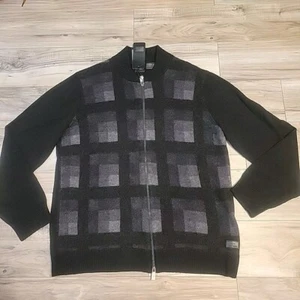 Armani Exchange Sweater Mens XXL Black Gray Wool Blend Cardigan Full Zip NWT - Picture 1 of 9