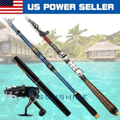 Carbon Fiber Telescopic Fishing Rod River Sea Saltwater Portable Spinning Pole - Image 1 of 4