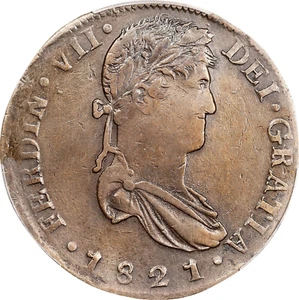 1821-ZS RG MEXICO FERDINAND VII 8 REALES ZACATECAS MINT KM111.5 PCGS XF DETAILS - Picture 1 of 3