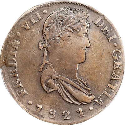 1821-ZS RG MEXICO FERDINAND VII 8 REALES ZACATECAS MINT KM111.5 PCGS XF DETAILS - Image 1 of 3