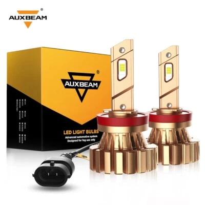 AUXBEAM H11 H9 6500K Super White LED Headlight Bulbs Conversion Kit High Beam 2x - Image 1 of 4
