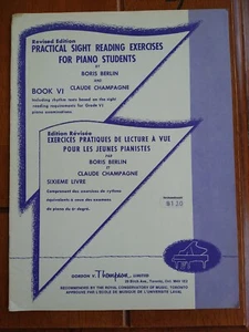 Practical Sight Reading Exercises For Piano Students Boris Berlin Champagne Bk 6 - Picture 1 of 2