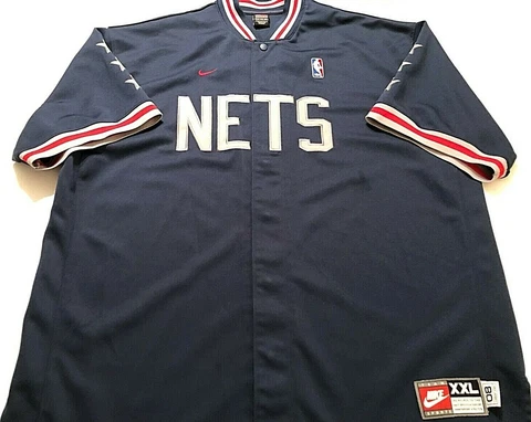 Vintage New Jersey Nets NBA Nike 1980 Blue Throwbacks Shooting Shirt Warm-up 2XL Cover