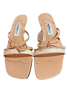LEATHER MULE HEELS LADIES SIZE "8.5" "BEIGE" 2.75" HEELS - Picture 1 of 5